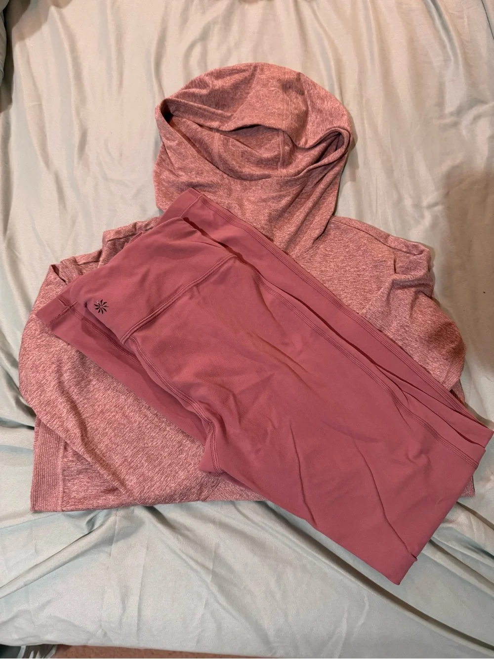 Athleta Girl Heathered Mauve Hoodie Sweatshirt and matching leggings